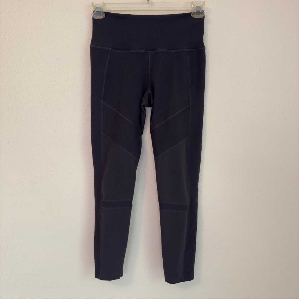 Zella moto ribbed high waist ankle leggings charcoal gray mini pocket size M